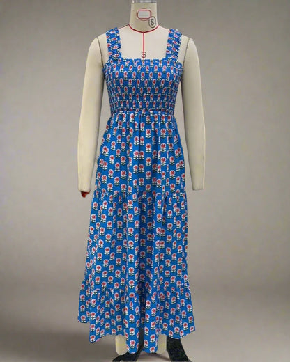 Women’s Floral Tank Dress –  Backless with Pockets
