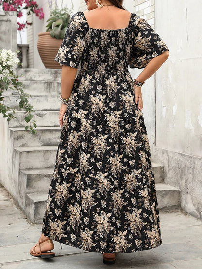 Flowy Butterfly Sleeve Tiered Maxi Dress