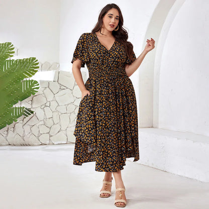 Floral Smocked Waist Midi Dress