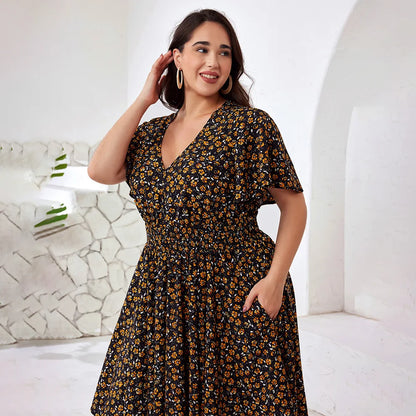 Floral Smocked Waist Midi Dress