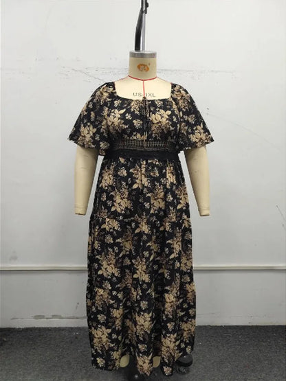 Flowy Butterfly Sleeve Tiered Maxi Dress