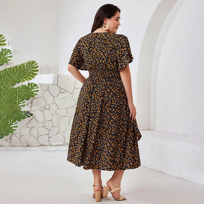 Floral Smocked Waist Midi Dress