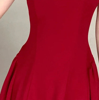 Square Collar Sleeveless A-Line Midi Dress