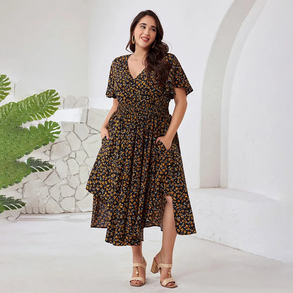 Floral Smocked Waist Midi Dress
